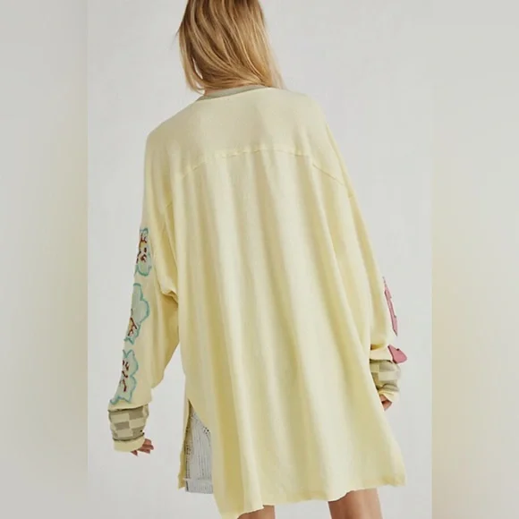Free People We The Free Invincible Graphic Embroidered Flower Checker Top Medium - Picture 3 of 7